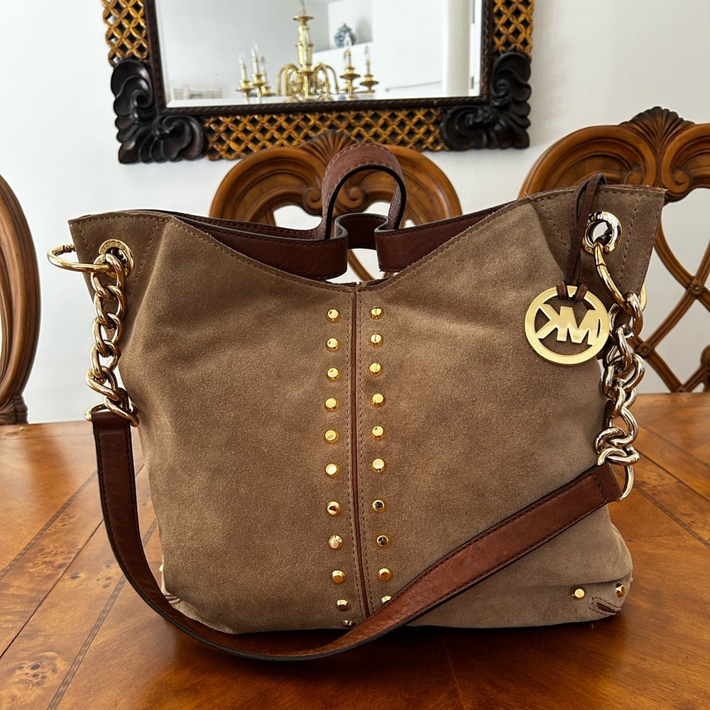 Michael Kors Brown Suede Tote Bag